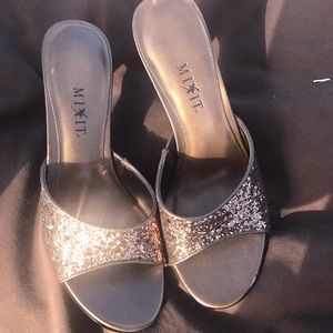 Brown glitter heels